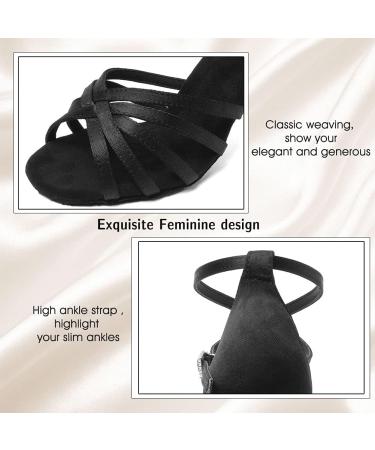 RUYBOZRY Latin Dance Shoes for Women - Satin Standard Model 802QB - 8.5cm Heel Size 36 EU - Black - International Shipping Available - Buy Online on GoSupps.com