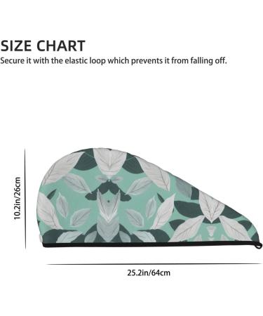 Mint Gray Leaves Coral Velvet Hair Cap | Quick-Dry Hair Towel Wrap for Travel & Home | Ideal for Women & Men - Buy Online on GoSupps.com