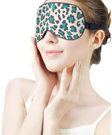 Cheetah Print Blue Sleep Mask for Women | Adjustable Eye Shades Cover with Elastic Strap - Best Sleep Accessory - Buy Online on GoSupps.com