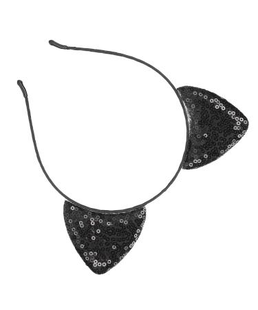 Stable long-lasting shiny shiny cat ear for Christmas Holloween for everyday life weddings party dances (black)