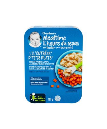 GERBER MEALS Mashed Potatoes & Gravy With Roasted Chicken & Carrots Full Toddler Serving of Veggies Full Toddler Meal Good Source of Potassium No Preservatives 8 Boxes 1.5 kg