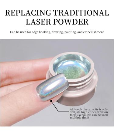 KYDA Holographic Laser Nail Painting Gel Silver Metallic Gel Polish Chrome Nail Polish Gel Laser Rainbow Effect Painted Gel for DIY Nail Art-3ml Mini size - Buy Online on GoSupps.com
