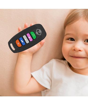 Silicone Remote Control Baby Teether Toy - Chew Toy for Babies 3-12 Months - Sore Gums Relief Pacifier - Baby Christmas Gift - Black+White - Buy Online on GoSupps.com