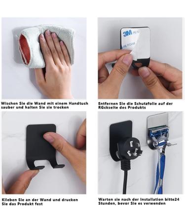 Twstyfal Razor Holder Hook - 4 Pack Self-Adhesive Waterproof Bathroom Hooks (Black) | No Drilling Multi-Purpose Shaver Holders for Easy Organization - Buy Online on GoSupps.com