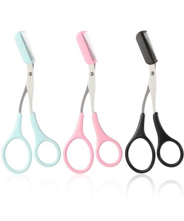 Eyebrow Scissors for Women Eyebrow Trimmer Scissors with Comb Eyebrow Shaping Cut Comb Scissors Non Slip Finger Grips Hair Removal Beauty Accessories for Men Women (Black, Pink, Blue) - Buy Online on GoSupps.com