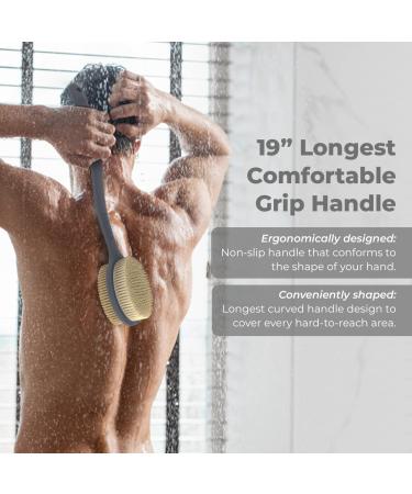 Avilana Long Handle Shower Body Brush - Dual-Sided Silicone Back Scrubber with Soft and Stiff Bristles - Buy Online on GoSupps.com
