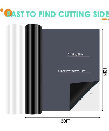 HTVRONT White HTV Vinyl Roll - 12 x 30ft Heat Transfer Vinyl for T Shirts - Easy Cutting & Weeding - Cricut and Silhouette Compatible - Buy Online on GoSupps.com