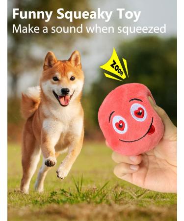 Tongktai Plush Dog Toys - 4-Pack Squeaking Interactive Plush Balls for Puppies & Small Pets | Soft Retrieval Play Toys in Pink Red Yellow & Green - Buy Online on GoSupps.com