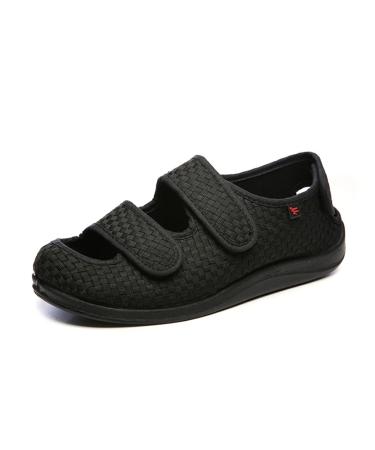 MisFun Extra Wide Diabetic Shoes Unisex Arthritis Swollen Feet Footwear Diabetic Sandals Men's Women's Round Toe Breathable Comfortable Easy Close (Color : Black Size : 11) 11 Black