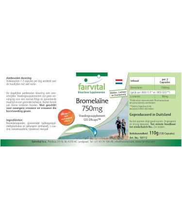 Fairvital | Bromelain 750mg - Highly dosed - VEGAN - 120 capsules - Pineapple Enzyme - Bromelain - Buy Online on GoSupps.com