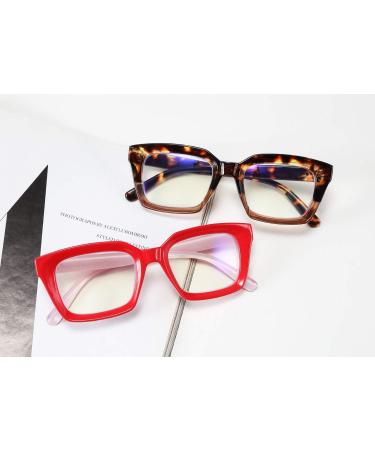 Feizedy Blue Light Filter Reading Glasses for Women & Men - Square Anti-Glare Computer Glasses 1.50x Diopter Leopard Design - Buy Online on GoSupps.com
