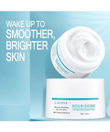 LAVONE Face Moisturizer for Women & Men - Caffeine Hyaluronic Acid Vitamin E | Daily & Night Cream for Dry Oily Sensitive & Acne-Prone Skin - 1.76 Fl Oz - Buy Online on GoSupps.com