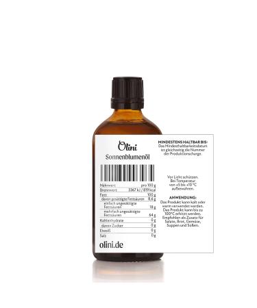 Olini Sunflower Oil 100ml - Cold Pressed Fresh & Natural Cooking Oil in Glass Bottle - Buy Online on GoSupps.com
