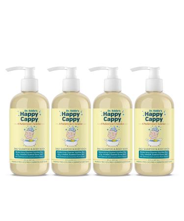 Happy Cappy Daily Shampoo, Face, and Body Wash for Dry, Itchy, Eczema Prone Skin, For Children and Adults, Fragrance and Dye Free, Four 8 oz Bottle Pack Four 8 Ounce bottles