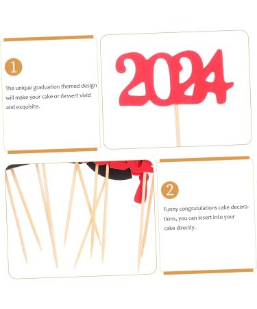 COOLHIYA 12pcs 2024 Graduation Season Cake Insert Graduation Cake Toppers Graduation Party Decorations Top Hat Graduation Dessert Toppers Cupcake Decorations Paper Cup Insert Card Red 9.50X6.00X0.20CM - Buy Online on GoSupps.com