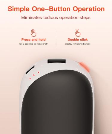 Hotdot Rechargeable Hand Warmers - 5200mAh Portable Pocket Heater for Men, Women - Outdoor Camping, Hunting - Noble Black - Buy Online on GoSupps.com