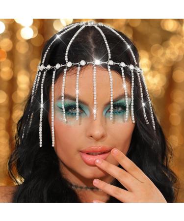 Kilshye Rhinestone Head Chain Silver Sparkly Crystal Headpiece Prom Costume Headband for Women - Buy Online on GoSupps.com