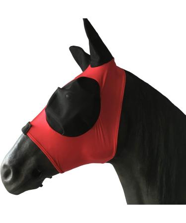Leberna Horse Mesh Fly Mask with Ears Soft Lycra Mesh Mask Anti-UV with Ears Full Red - Buy Online on GoSupps.com