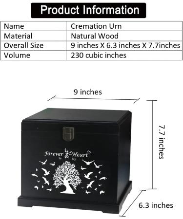 Cremation Urn for Human Ashes Adult Memorial Urn Funeral Keepsake Urns for Men Women Child Wooden Decorative Urns Box and Casket Tree of Life Large Capacity 230 Cubic Inches Pine Wood - Buy Online on GoSupps.com