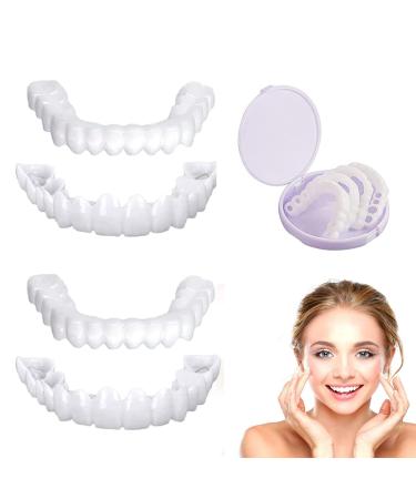 Fake Teeth  2 PCS Dentures Teeth for Women and Men  Dental Veneers for Temporary Tooth Repair Upper and Lower Jaw  Nature and Comfortable  Protect Your Teeth and Regain Confident Smile White