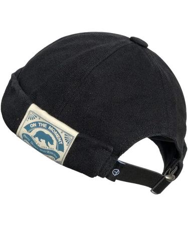 Clakllie Retro Brimless Docker Cap | Vintage Cotton Beanie Watch Cap in Black - Buy Online on GoSupps.com