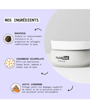 NUBIANCE - NubiAGE D-fense - Enriched with Bakuchiol - Moisturizing Face Cream - Anti-Aging Care - Reduces the Appearance of Wrinkles - Nourishing and Regenerating Formula - Buy Online on GoSupps.com