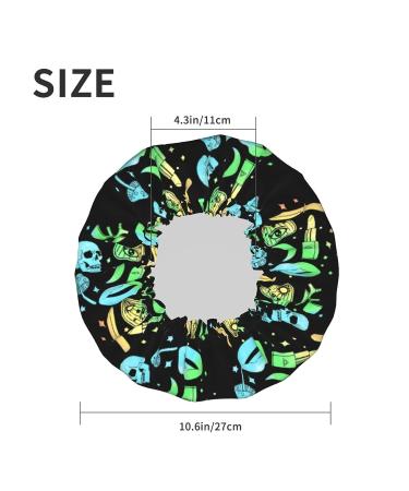 Women's Reusable Pastel Goth Witch Halloween Shower Cap - Double Layers, Waterproof Bath Hat - Buy Online on GoSupps.com