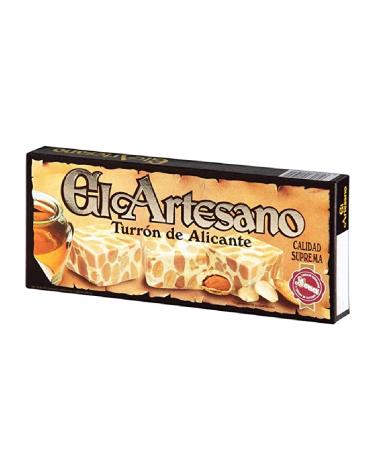 El Artesano - Touron Dur avec du Miel/Amandes sans Gluten 200g - Turron de Jijona Turron espagnol Nougat