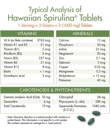 Nutrex Hawaii Pure Hawaiian Spirulina 3000 mg - 180 Tablets | Premium Superfood Supplement - Buy Online on GoSupps.com