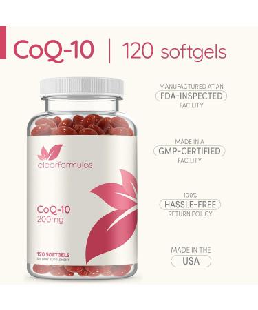 ClearFormulas Pure CoQ10 200mg - 120 Non-GMO Softgels for Quick Absorption | Fast International Shipping - Buy Online on GoSupps.com