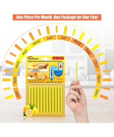 Drain Cleaner Sticks - DrainStix Cleaner Removes Clogs Odors Sink Disposable Drain Stix Sticks for Drains As Seen On TV lemon-Y - Buy Online on GoSupps.com