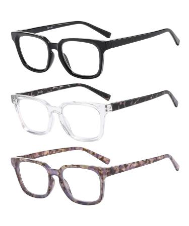 Suertree reading glasses Blue light filter glasses 3 Pack Stylish reader optics anti-blue visual aid for women men quality spring hinge reading aid 2.5x BM671 2.5x dioptria 3PC