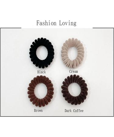 Grutyopkn Velvet Spiral Hair Ties 4 Pack - Elastic No Crease Ponytail Bands for Women - Multi-colored - Buy Online on GoSupps.com