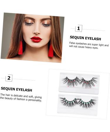 Sequin Eyelash 2 Pairs es natural faux strip fluffy volume lashes strip eyelashes Artificial Eyelashes Women False Eyelash Faux Lashes 3d pet make up Glitter powder - Buy Online on GoSupps.com