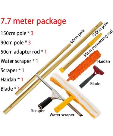 9.5M Telescopic Pole Household Brush Window Wipers Door Head and Exterior Wall High-rise Cleaning Products Glass Cleaning Tools Photovoltaic Panel Cleaning 7.7M/25.2FT - Buy Online on GoSupps.com