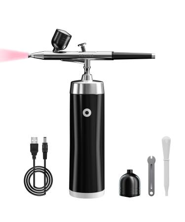 Handheld Airbrush Kit with Compressor, Cordless Airbrush Mini Makeup Machine Kit, Air Brush Sprayer Gun for Nail Art, Makeup, Cake Decorating, Barber, Art Painting (Black)