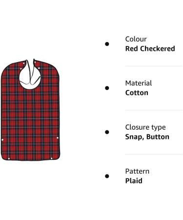 AIEX Waterproof Adult Bibs - Floral Print, Red Checkered - Washable & Reusable - Buy Online on GoSupps.com