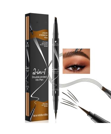Hellokiss Liquid Eyebrow Pen Trailott Eyebrow Pen Hellokiss Liquid Eyebrow Pen 4 Tips 2-in-1 Microblading Eyebrow Pencil Waterproof Double Head Liquid Eyebrow Pencil for Natural Makeup All Day(Lig