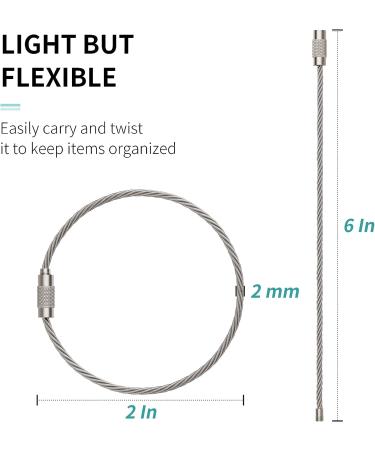 Pawfly 6 Inch Wire Keychain Cable - Heavy Duty Stainless Steel Key Ring Loop Holder - 10 Pack - Buy Online on GoSupps.com