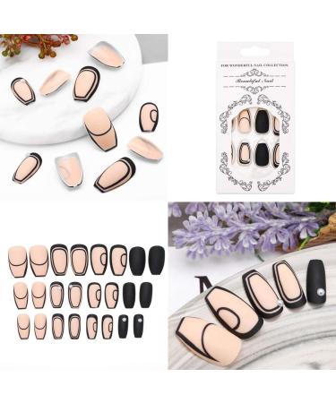 Sethexy French Matt Ballerina Black False Nails | 24 Stick Coffin Acrylic Nail Tips with Glue for Women & Girls - Buy Online on GoSupps.com