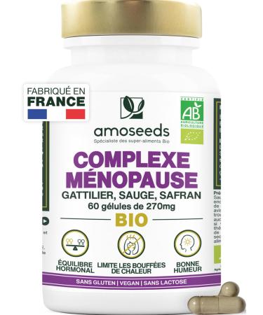 ORGANIC menopause | Hormone Free, 100% Natural | Hot Flashes, Irritability, Stress | Chatthrie, Sage, Saffron | 60 Capsules | Top Quality