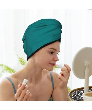 Hair Towel Wrap for Quick Drying | Turban Style Hair Drying Towel with Button in Teal - Buy Online on GoSupps.com