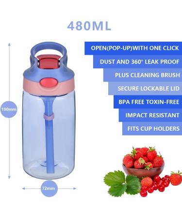 Flintronic 480ML Sippy Cup for Kids | Leak-Proof, Shatter-Proof, BPA-Free | Purple with Brush | Ideal for Water, Milk, Juice - Buy Online on GoSupps.com