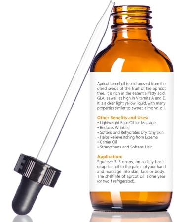 Organic Apricot Kernel Oil MOISTURIZER - in Large 4 oz Dark Glass Bottle with Dropper 100% Pure and Unrefined | an Essential Aromatherapy Skin Massage Oil for Body Hands & Feet - Buy Online on GoSupps.com