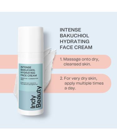 Intense Hydrating Bakuchiol Face Cream 50ml - Anti Aging & Anti Wrinkle Moisturiser - Hyaluronic Acid Vitamin E Q10 & Niacinamide - Vegan Face Cream for Women - Fragrance Free Skincare - Indy Beauty - Buy Online on GoSupps.com