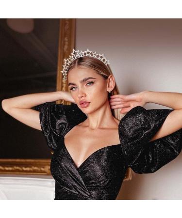 Silver Rhinestone Halo Crown Headpiece - Goddess Tiara Headband for Women & Girls | Cosplay, Halloween, Christmas Star Hair Accessory - Buy Online on GoSupps.com