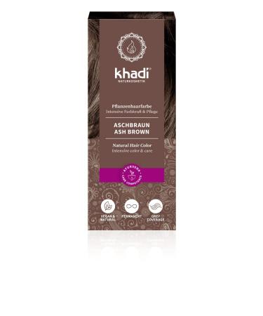 khadi Ash Brown Plant Hair Colour Hair Colour for Matte & Medium Brown Natural Hair Colour 100% Vegetable Natural & Vegan Natural Cosmetics 100 g Matte medium ash brown to intense coffee brown - without reddish reflections 100 g (Pack of 1)