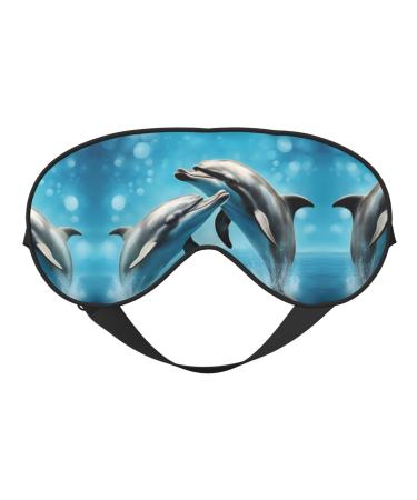 SSIMOO Dolphins in Love Print Ultra-Soft Light-Blocking Eye Mask for Optimal Comfort and Restful Sleep Black