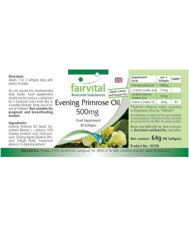 Fairvital | Evening primrose oil 500mg - 45 days - Highly dosed - 90 capsules - rich in GLA - Buy Online on GoSupps.com