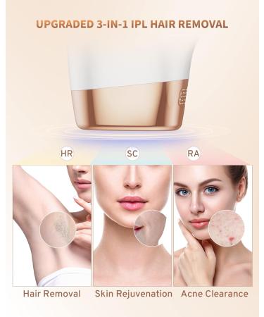 Pain-Free Laser Hair Removal Device - 9 Energy Levels 3 Functions 999 900 Light Impulses - Perfect for Women Armpits Legs & Body - Buy Online on GoSupps.com